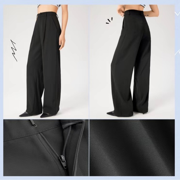 Cider NWOT High Waist Wide Leg Pants Black - Picture 3 of 6